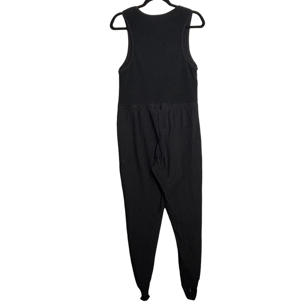 LL Bean Vtg Womens Black Stirrup Ski Bib Jumpsuit Base Layer Fleece Medium USA - Picture 3 of 16